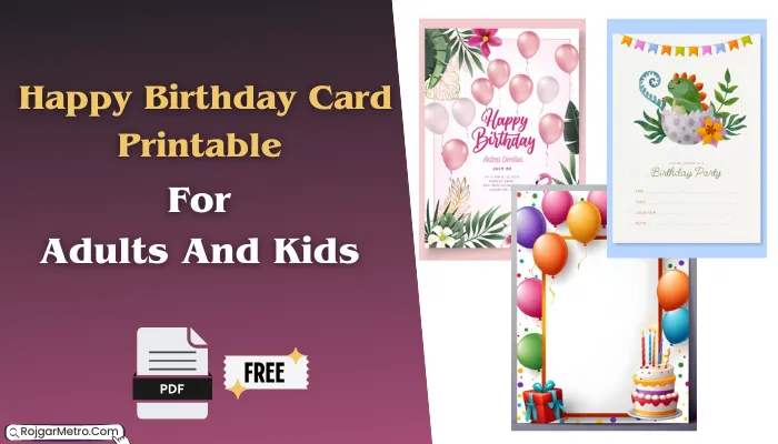 Printable Happy Birthday Card For Adults And Kids PDF Free Download