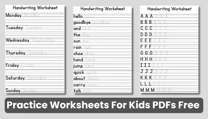 Printable Handwriting Practice Worksheets For Kids PDF Free Download