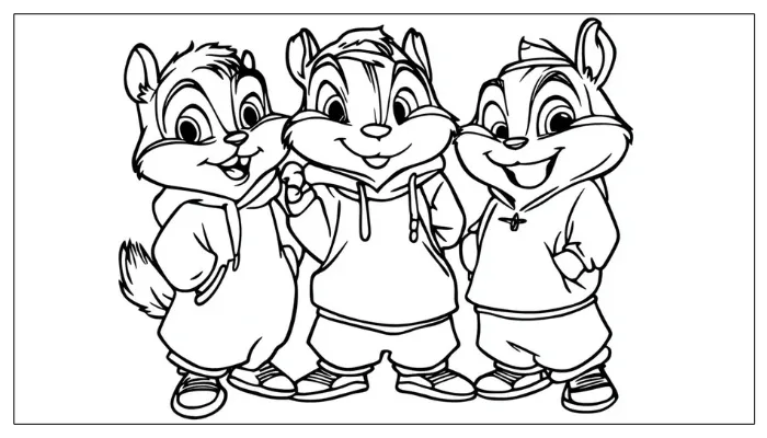 Alvin And The Chipmunks Coloring Page PDF Free