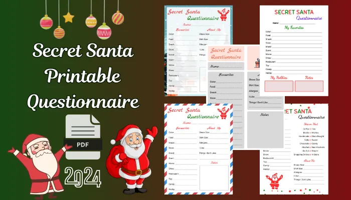 Secret Santa Printable Questionnaire PDF Free Download