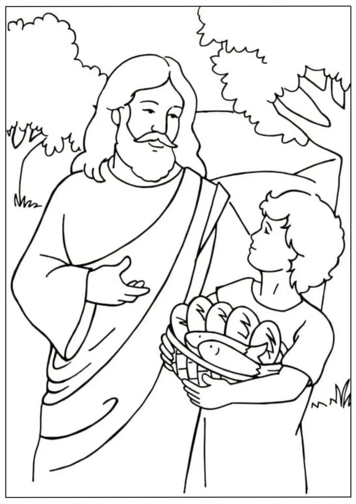 Jesus Feeds The 5000 Coloring Pages Printable [Free]