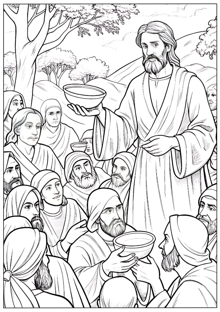 Jesus Feeds The 5000 Coloring Pages Printable [Free]