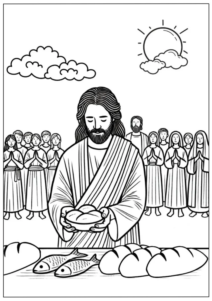 Jesus Feeds The 5000 Coloring Pages Printable [Free]