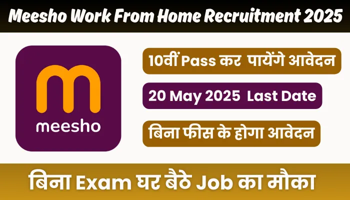 Meesho Work From Home Recruitment 2025 – बिना Exam घर बैठे Job का मौका