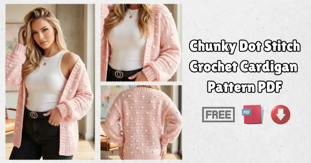 Chunky Dot Stitch Crochet Cardigan Pattern PDF Free Download