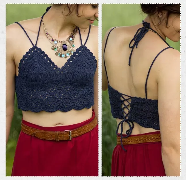 Simple Boho Crochet Bralette Top Pattern PDF Free Download